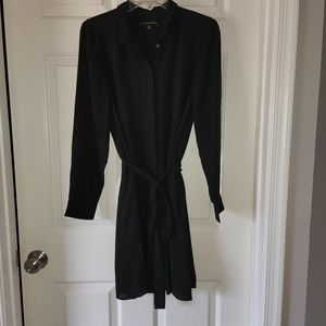 NEW Banana Tepublic Tie Waist button down black dress with pockets